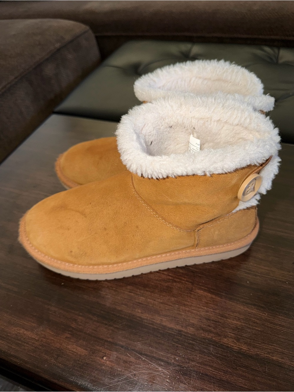 Uggs Kids Tan Fur-lined Boots